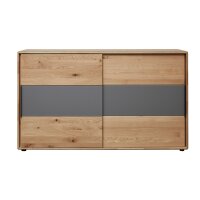 Interliving Schlafzimmer Serie 1015 – Schiebetürenkommode sienafarbenes Mattglas & Wildeiche – zwei Türen, Länge ca. 164 cm