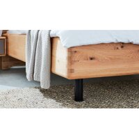Interliving Schlafzimmer Serie 1015 – Bettgestell sienafarbener Bezug Kano 9811 & Wildeiche – Liegefläche ca. 200 x 200 cm