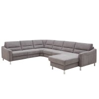 Interliving Sofa Serie 4305 – Wohnlandschaft mit Federkern silberfarbene Chenille Miro – Stellfläche ca. 258 x 326 cm