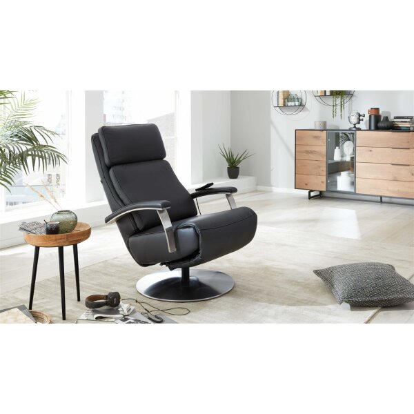 Interliving Sessel Serie 4541 – Relaxsessel motorisch - anthrazitfarbenes LongLife-Leder Credo & Tellerfuß V6
