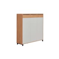Interliving Garderoben Serie 6005 – Schuhschrank Eiche & lichtgrauer Lack – drei Türen