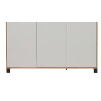 Interliving Garderoben Serie 6005 – Schuhschrank Eiche & lichtgrauer Lack – drei Türen