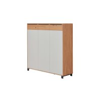 Interliving Garderoben Serie 6005 – Schuhschrank Eiche & lichtgrauer Lack – drei Türen