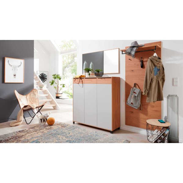 Interliving Garderoben Serie 6005 – Garderobenmöbel-Set Eiche & lichtgrauer Lack – dreiteilig