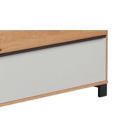Interliving Garderoben Serie 6005 – Garderobenbank Eiche & lichtgrauer Lack – zwei Schubladen