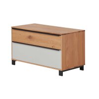 Interliving Garderoben Serie 6005 – Garderobenbank Eiche & lichtgrauer Lack – zwei Schubladen