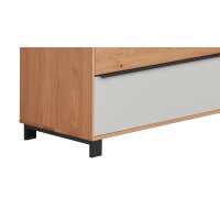 Interliving Garderoben Serie 6005 – Garderobenbank Eiche & lichtgrauer Lack – zwei Schubladen