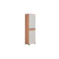 Interliving Garderoben Serie 6005 – Dielenschrank Eiche & lichtgrauer Lack – eine Tür, links