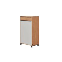 Interliving Garderoben Serie 6005 – Kommode Eiche & lichtgrauer Lack – eine Schublade, eine Tür, links