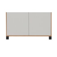 Interliving Garderoben Serie 6005 – Kommode Eiche & lichtgrauer Lack – eine Schublade, zwei Türen
