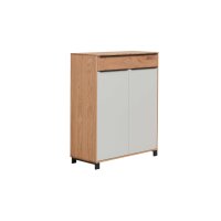 Interliving Garderoben Serie 6005 – Kommode Eiche & lichtgrauer Lack – eine Schublade, zwei Türen