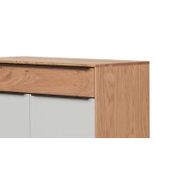 Interliving Garderoben Serie 6005 – Kommode Eiche & lichtgrauer Lack – eine Schublade, zwei Türen
