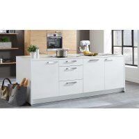 nolte® Einbauküche Soft Lack mit AEG-Einbaugeräten Arcticweiß & Wildeiche rustikal – zweizeilig