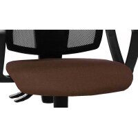 Drehstuhl orthoSedis 20 als ergonomisches Büromöbel dunkelbrauner Sitzbezug G08 & schwarze Netzbespannung, verchromtes Drehkreuz