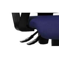 Drehstuhl orthoSedis 20 als ergonomisches Büromöbel blauer Sitzbezug G26 & schwarze Netzbespannung, verchromtes Drehkreuz