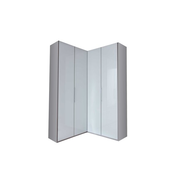 Interliving Kleiderschrank Serie 1205 – Eckschrank weiße Glasfronten – vier Türen