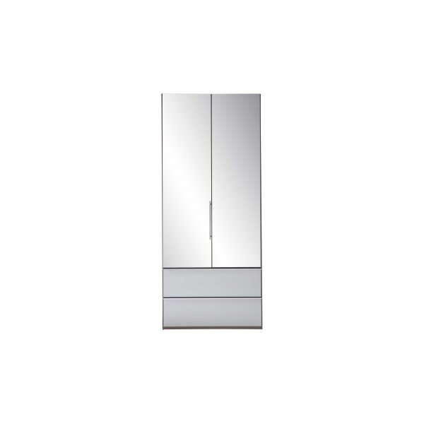 Interliving Kleiderschrank Serie 1205 – Kleiderschrank Kieselgrau & Spiegel – zwei Türen, zwei Schubladen, Breite ca. 100 cm
