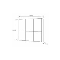 Interliving Kleiderschrank Serie 1205 – Schwebetürenschrank Weiß & Spiegel – drei Türen, Breite ca. 300 cm