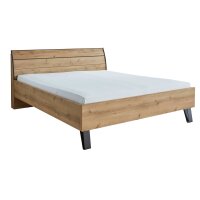 Interliving Kleiderschrank Serie 1205 – Bettgestell Eiche Bianco & Schiefer – Liegefläche ca. 180 x 200 cm