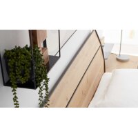 Interliving Kleiderschrank Serie 1205 – Bettgestell Eiche Bianco & Schiefer – Liegefläche ca. 180 x 200 cm