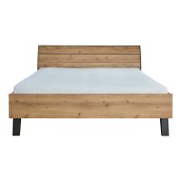 Interliving Kleiderschrank Serie 1205 – Bettgestell Eiche Bianco & Schiefer – Liegefläche ca. 180 x 200 cm