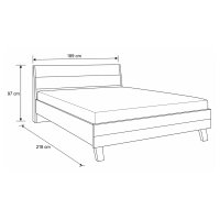 Interliving Kleiderschrank Serie 1205 – Bettgestell Eiche Bianco & Schiefer – Liegefläche ca. 180 x 200 cm