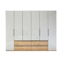 Interliving Kleiderschrank Serie 1205 – Kleiderschrank Champagner & Eiche Bianco – sechs Türen & vier Schubladen, Breite ca. 300 cm