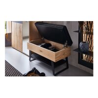hartmann Garderobenprogramm Runa - Garderobenbank Kerneiche & anthrazitfarbener Stoffbezug - Länge ca. 80 cm
