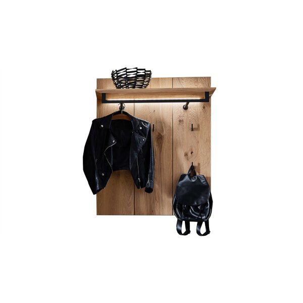 hartmann Garderobenprogramm Runa - Wandgarderobe Kerneiche & anthrazitfarbenes Metall - ca. 87 x 105 x 35 cm