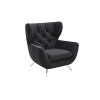 SOFAkultur Programm SK 254 Sixty 2.0 - Polstersessel schwarzer Bezug Velvet & Chromfüße