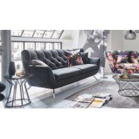 SOFAkultur Programm SK 254 Sixty 2.0 - Dreisitzer schwarzer Bezug Velvet & Chromfüße – Länge ca. 225 cm