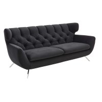 SOFAkultur Programm SK 254 Sixty 2.0 - Dreisitzer schwarzer Bezug Velvet & Chromfüße – Länge ca. 225 cm