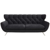 SOFAkultur Programm SK 254 Sixty 2.0 - 2,5-Sitzer schwarzer Bezug Velvet & Chromfüße – Länge ca. 200 cm