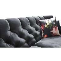SOFAkultur Programm SK 254 Sixty 2.0 - 2,5-Sitzer schwarzer Bezug Velvet & Chromfüße – Länge ca. 200 cm