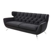 SOFAkultur Programm SK 254 Sixty 2.0 - Zweisitzer schwarzer Bezug Velvet & Chromfüße – Länge ca. 175 cm