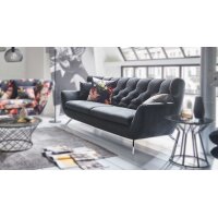 SOFAkultur Programm SK 254 Sixty 2.0 - Zweisitzer schwarzer Bezug Velvet & Chromfüße – Länge ca. 175 cm