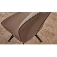 Interliving Esszimmer Serie 5102 – Polsterstuhl mit Drehfunktion sandfarbene Mikrofaser Atlantis 914 & schwarzes Eisen