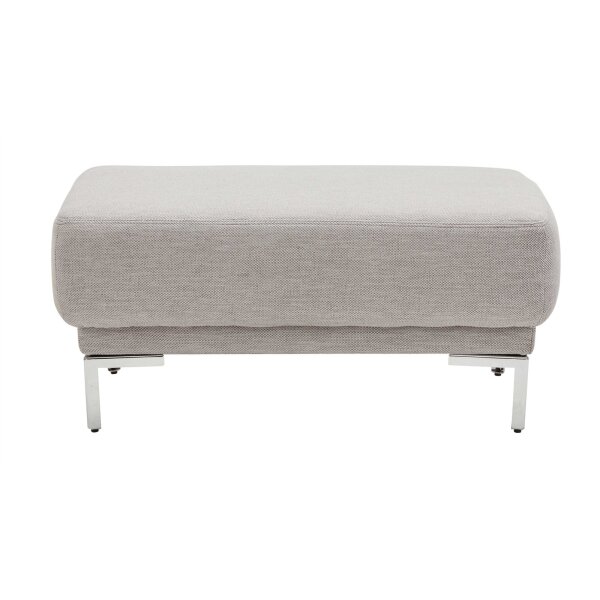 Interliving Sofa Serie 4251 – Polsterhocker hellgraues Flachgewebe Sneak 149 & silberfarbene Metallfüße – ca. 95 x 65 cm