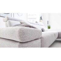 Interliving Sofa Serie 4251 – Ecksofa stahlfarbenes Flachgewebe Sneak 149 & silberfarbene Metallfüße – Stellfläche ca. 300 x 225 cm