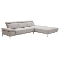 Interliving Sofa Serie 4251 – Ecksofa stahlfarbenes Flachgewebe Sneak 149 & silberfarbene Metallfüße – Stellfläche ca. 300 x 225 cm