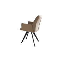 Interliving Esszimmer Serie 5102 – Armlehnstuhl sandfarbene Mikrofaser Atlantis 914 & schwarzes Eisen
