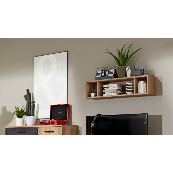 Interliving Jugendzimmer Serie 1701 - Hängeregal Riss-Eiche - Länge ca. 96 cm