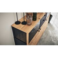Interliving Esszimmer Serie 5604 - Sideboard Anthrazit & Eiche rustico- drei Türen, zwei Schubladen