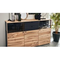 Interliving Esszimmer Serie 5604 - Sideboard Anthrazit & Eiche rustico- drei Türen, zwei Schubladen