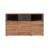 Interliving Esszimmer Serie 5604 - Sideboard Anthrazit & Eiche rustico- drei Türen, zwei Schubladen