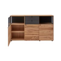 Interliving Esszimmer Serie 5604 - Sideboard Anthrazit & Eiche rustico- drei Türen, zwei Schubladen