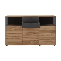 Interliving Esszimmer Serie 5604 - Sideboard Anthrazit & Eiche rustico- drei Türen, zwei Schubladen