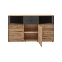 Interliving Esszimmer Serie 5604 - Sideboard Anthrazit & Eiche rustico- drei Türen, zwei Schubladen