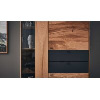 Interliving Esszimmer Serie 5604 - Vitrine Anthrazit & Eiche rustico - drei Türen, zwei Schubladen