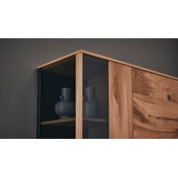 Interliving Esszimmer Serie 5604 - Vitrine Anthrazit & Eiche rustico - drei Türen, zwei Schubladen